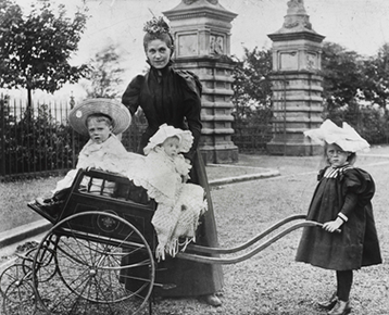 woman and children in park