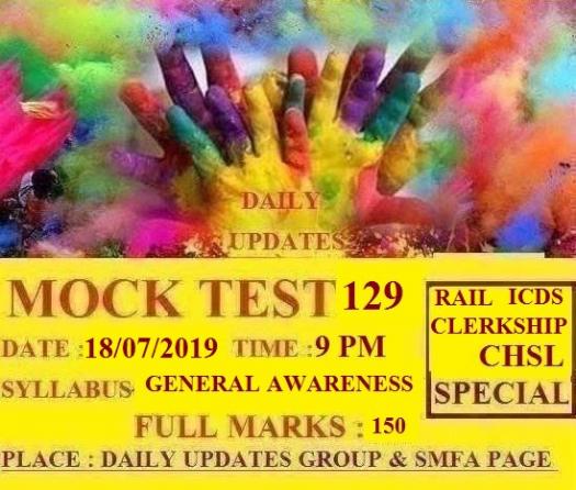 DAILY UPDATES MOCK TEST 129