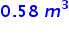 bold 0 bold. bold 58 bold space bold italic m to the power of bold 3