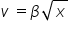 v space equals beta square root of x
