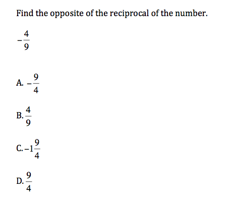 opposite reciprocal
