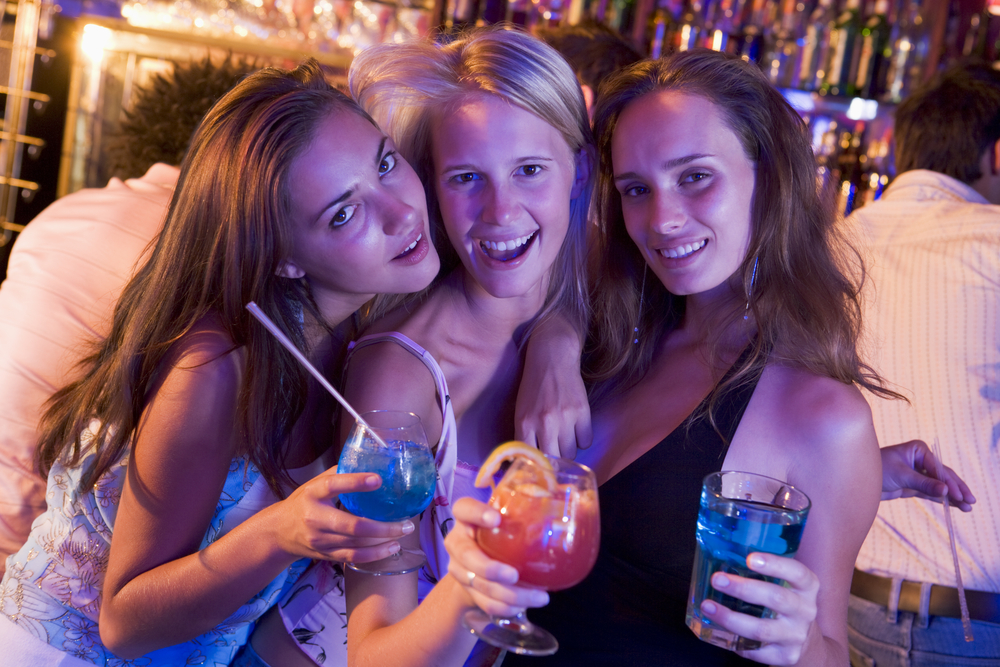 Girls in Bar with Cocktails